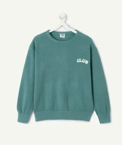 Pull garçon vert imprimé message