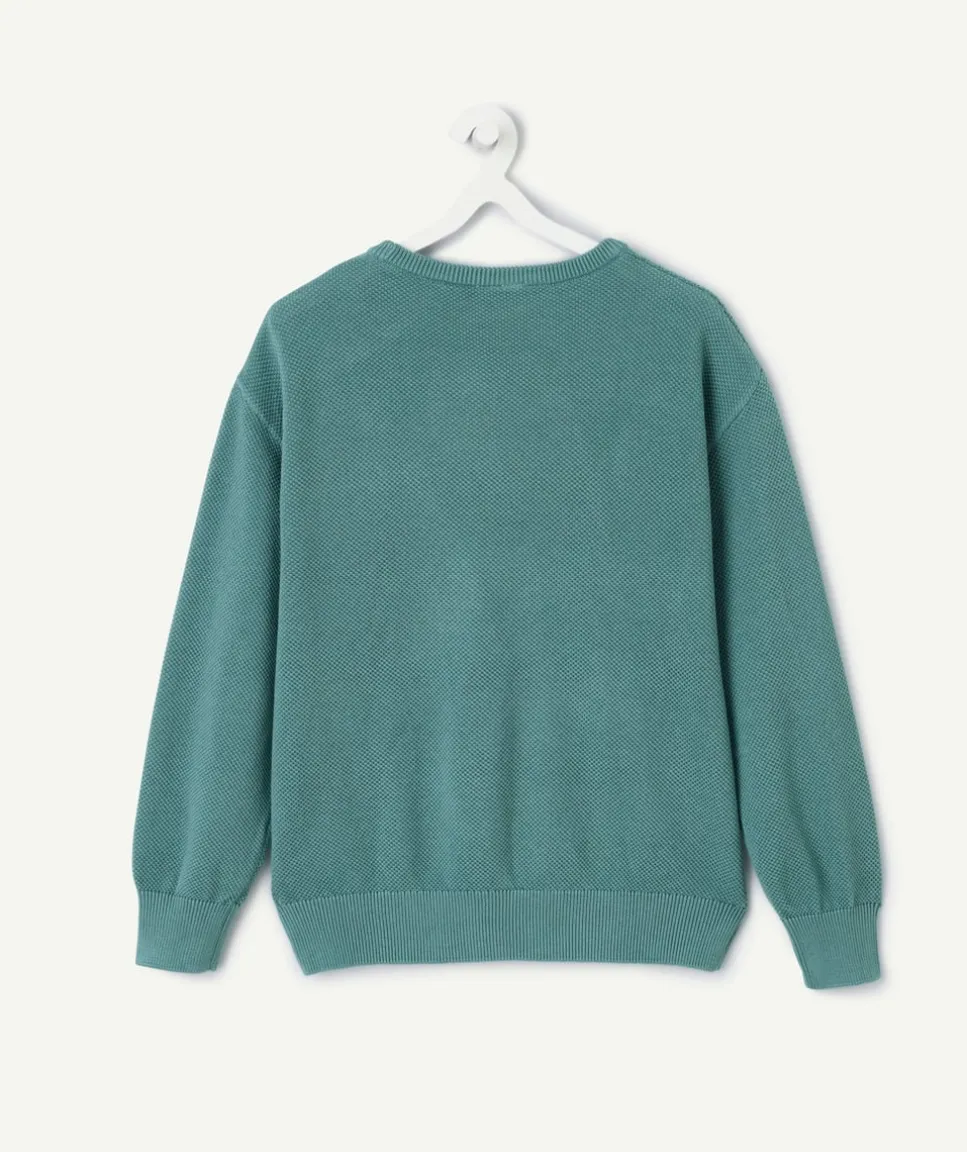 Pull garçon vert imprimé message