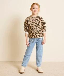 Pull imprimé léopard beige fille