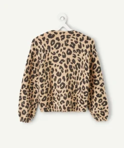 Pull imprimé léopard beige fille