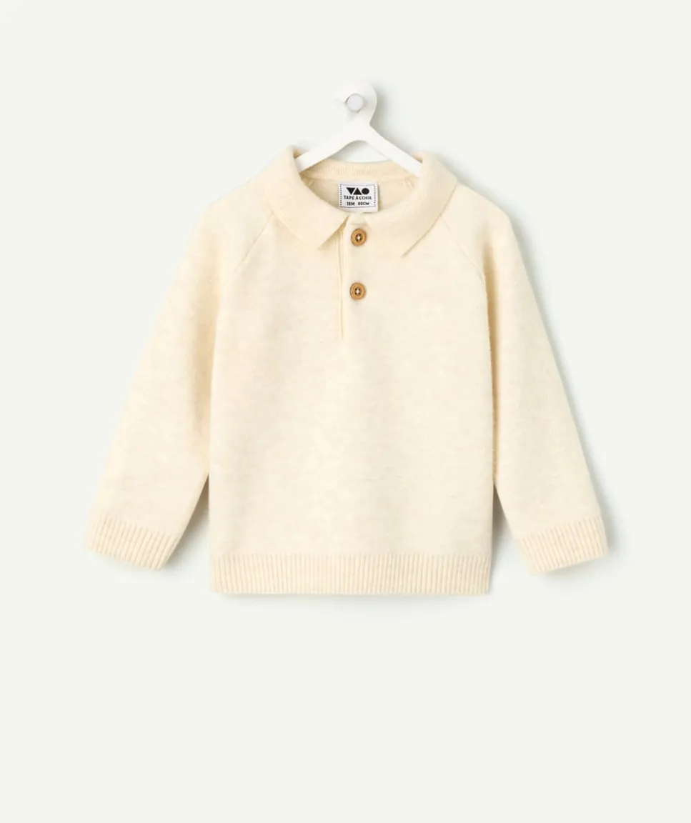 Pull polo bébé garçon écru