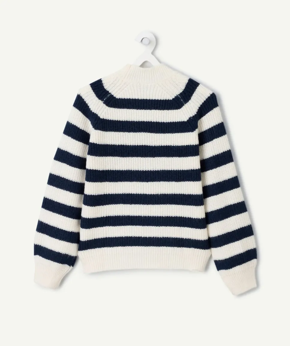 Pull rayé bleu et blanc fille