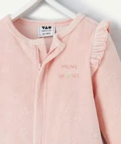 Pyjama chaud effet velours bébé fille rose à volants