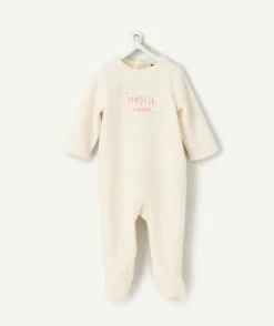 Pyjama chaud effet velours bébé fille écru