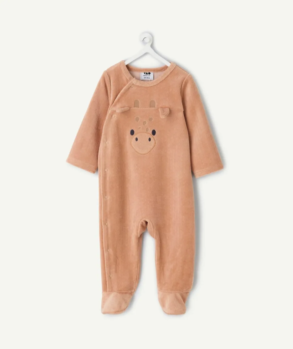 Pyjama chaud effet velours bébé garçons en velours beige