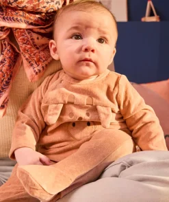 Pyjama chaud effet velours bébé garçons en velours beige
