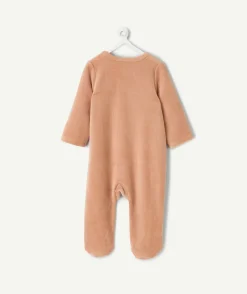 Pyjama chaud effet velours bébé garçons en velours beige