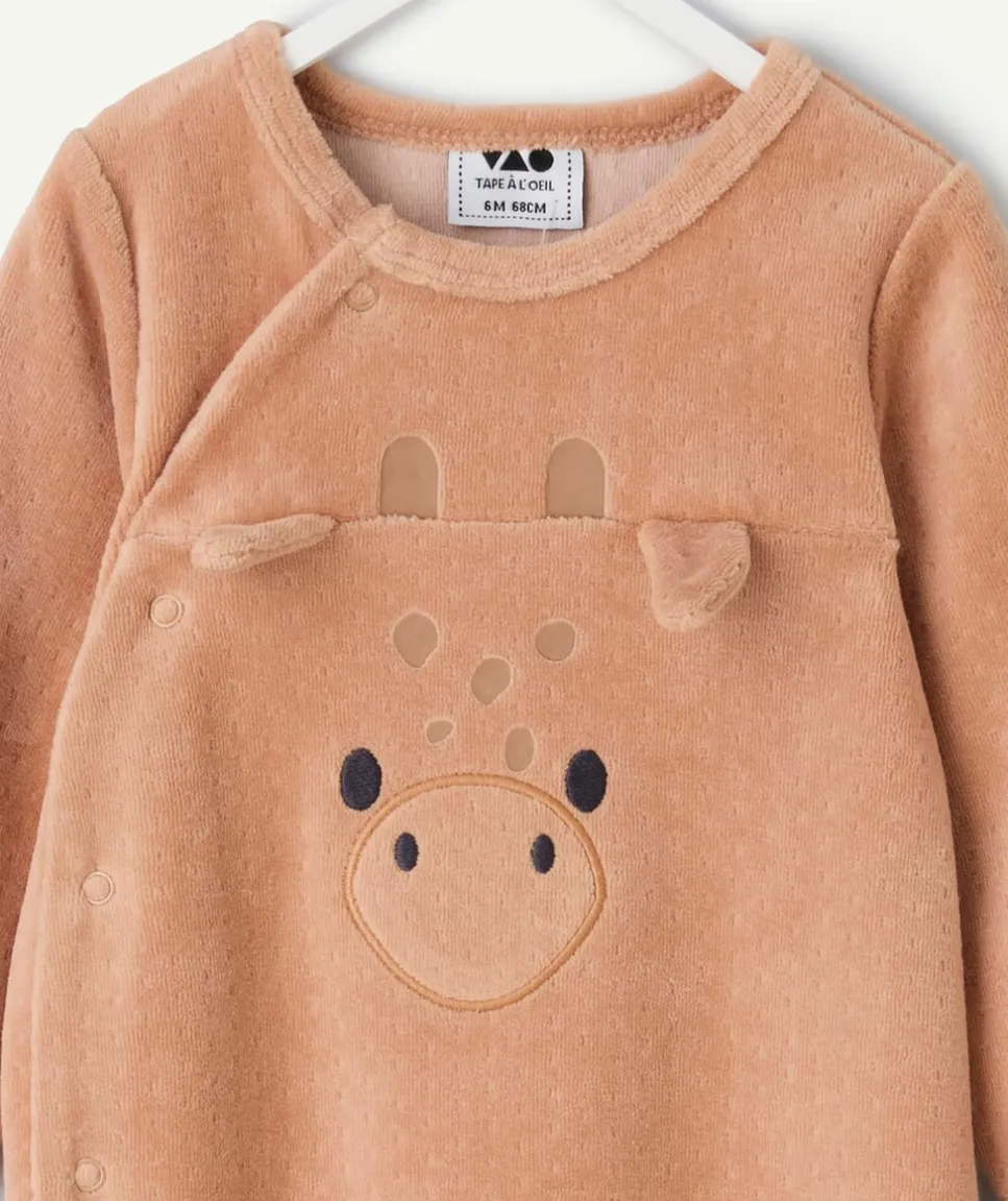 Pyjama chaud effet velours bébé garçons en velours beige