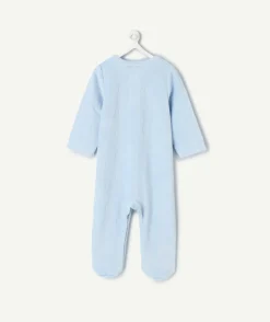 Pyjama chaud effet velours bébé garçon en coton bleu imprimé