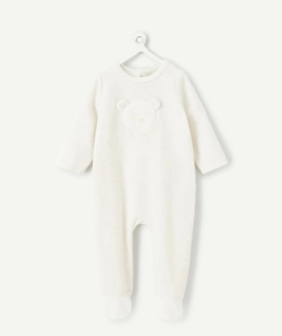 Pyjama chaud effet velours bébé mixte blanc
