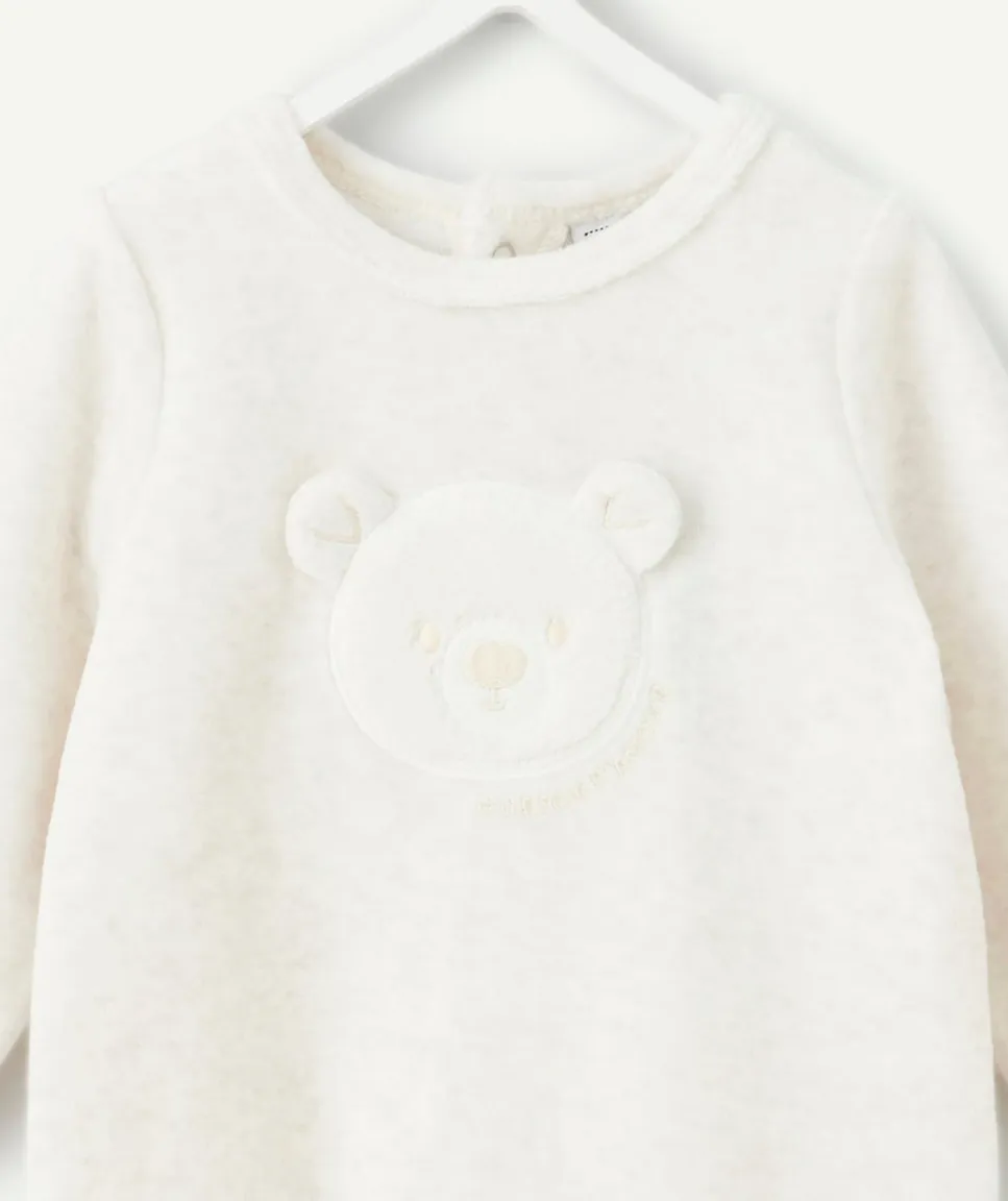 Pyjama chaud effet velours bébé mixte blanc