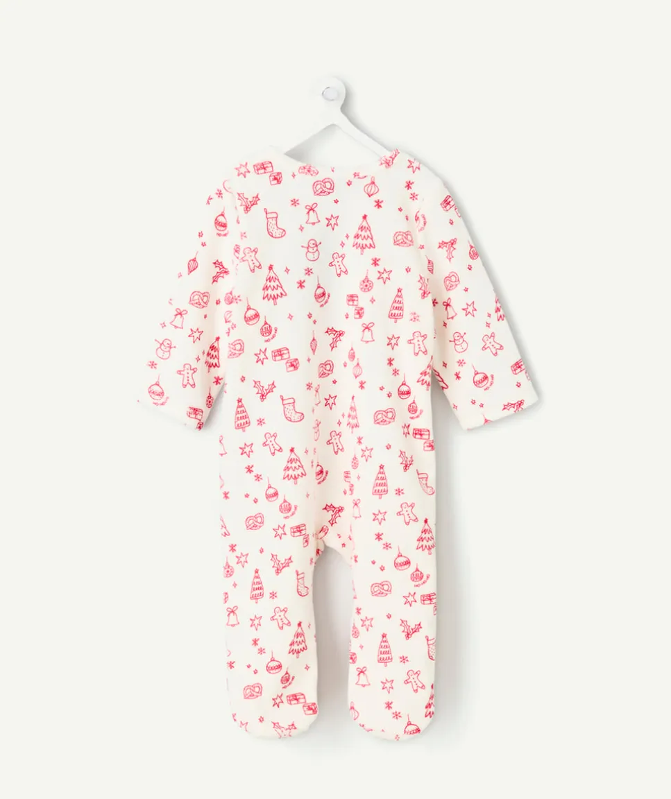 Pyjama chaud effet velours bébé imprimé coton blanc