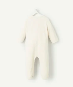 Pyjama chaud effet velours bébé en coton bio écru