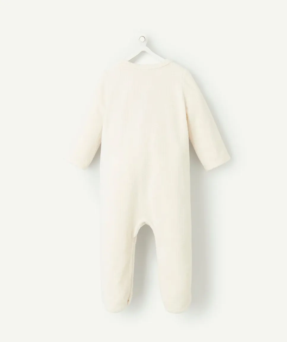 Pyjama chaud effet velours bébé en coton bio écru