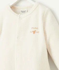 Pyjama chaud effet velours bébé en coton bio écru