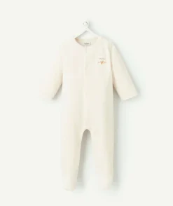 Pyjama chaud effet velours bébé en coton bio écru