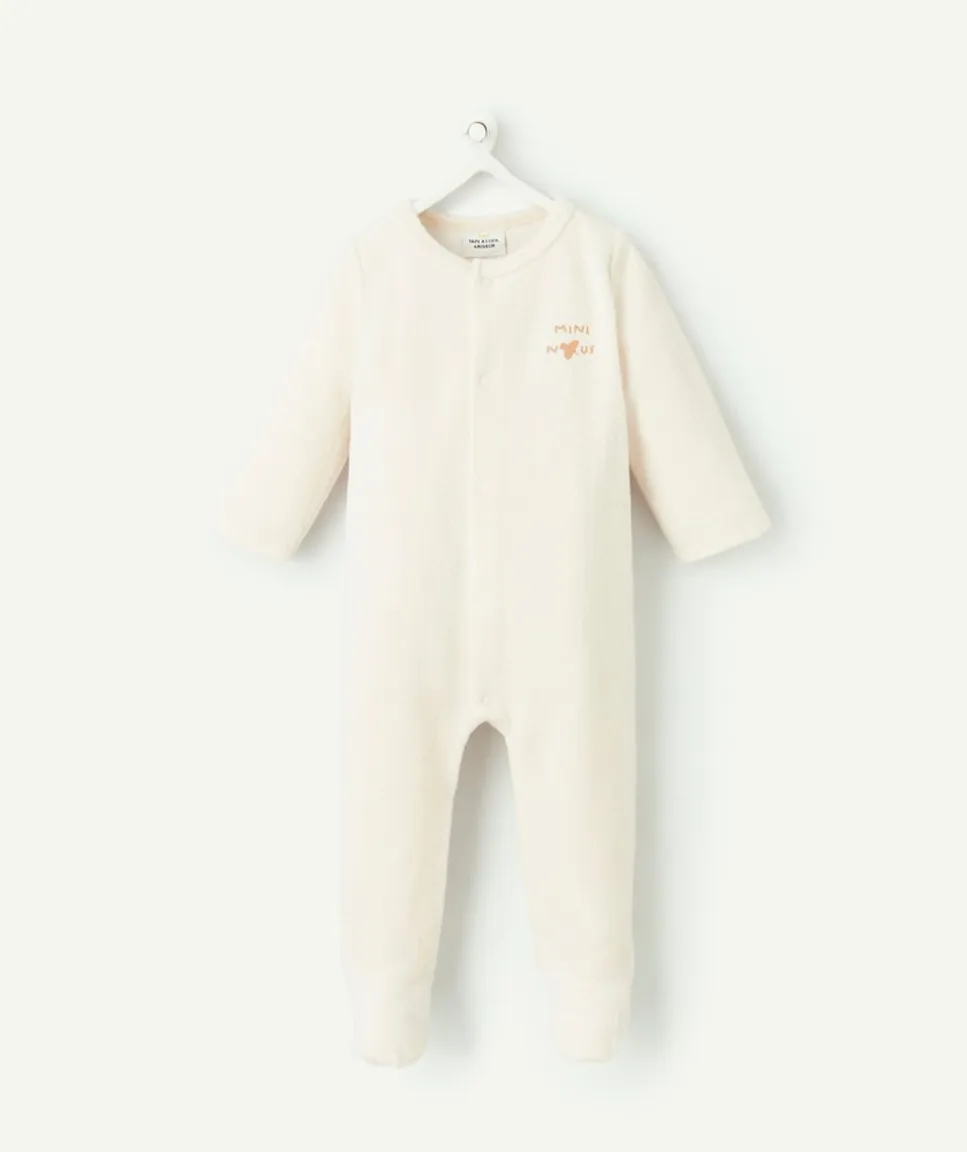 Pyjama chaud effet velours bébé en coton bio écru