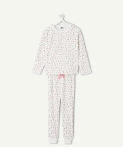 Pyjama chaud effet velours fille imprimé floral