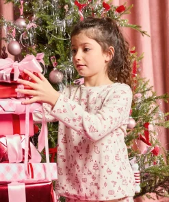 Pyjama chaud effet velours fille imprimé noël