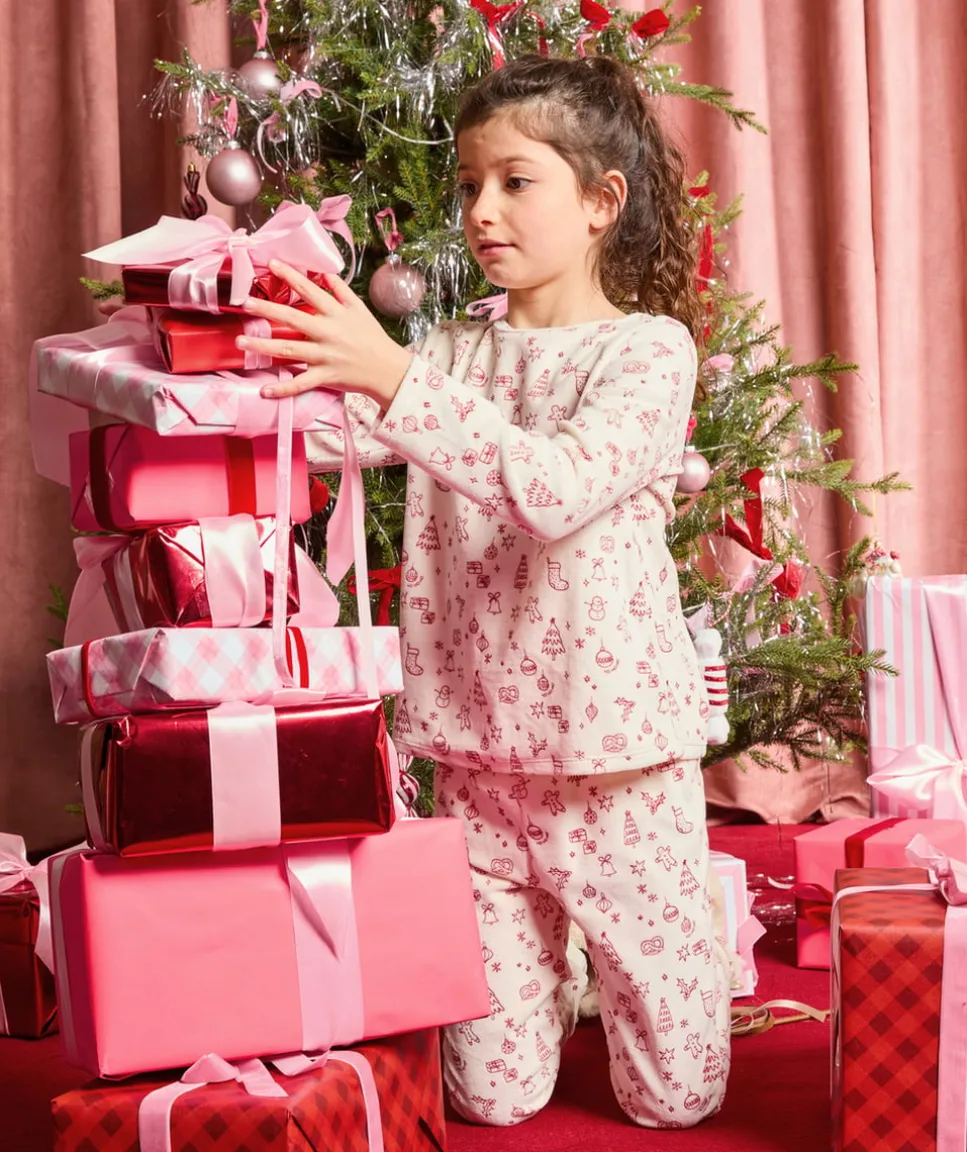 Pyjama chaud effet velours fille imprimé noël