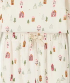 Pyjama chaud effet velours fille imprimé maisons et sapins