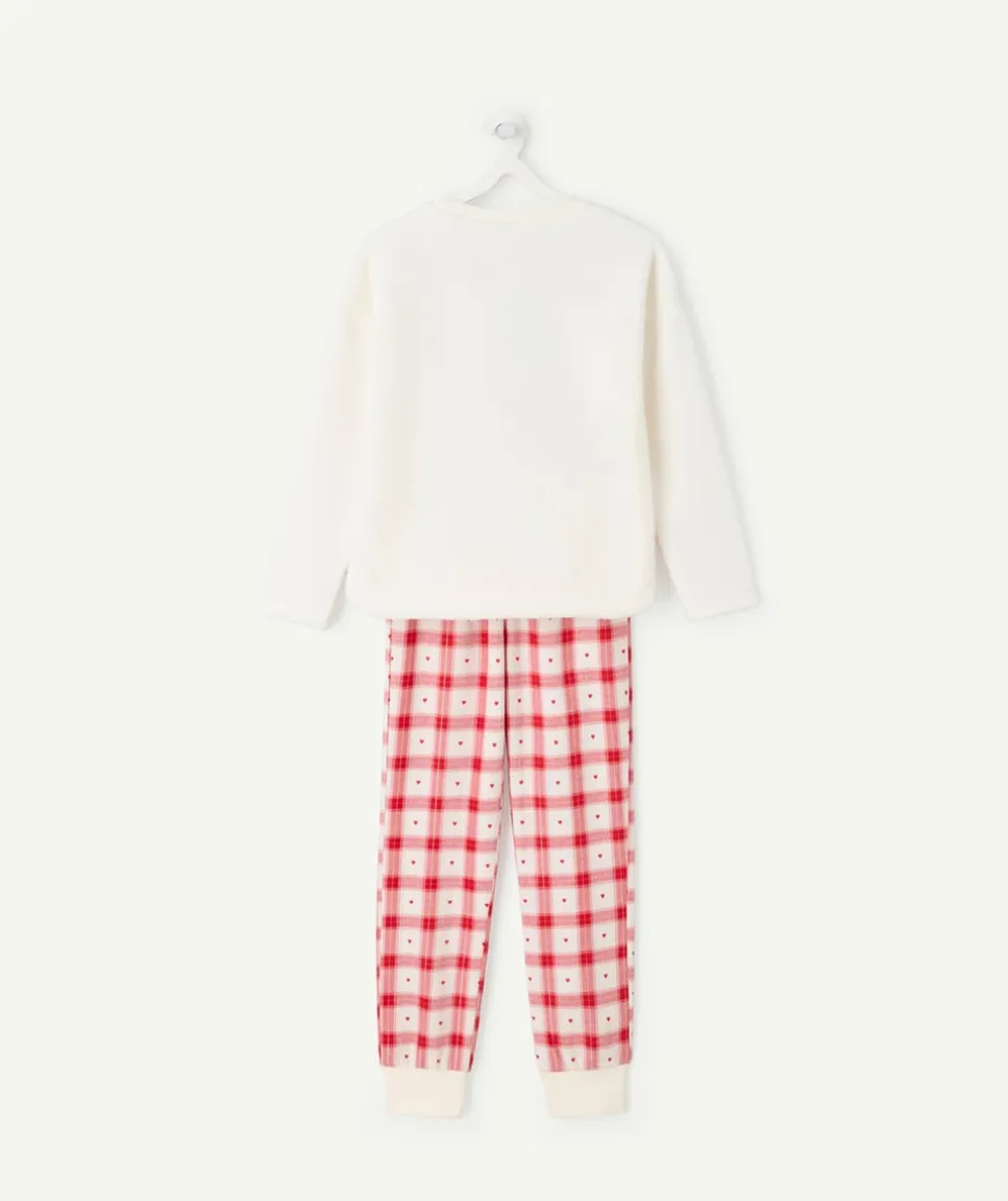 Pyjama chaud effet velours fille blanc imprimé noël