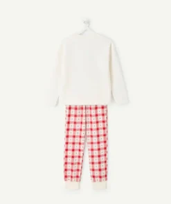 Pyjama chaud effet velours fille blanc imprimé noël