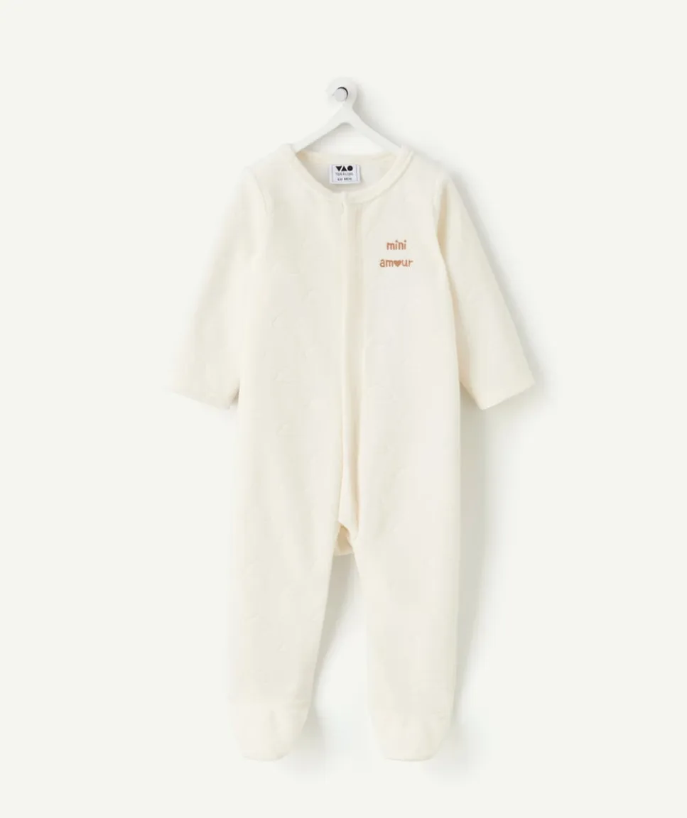 Pyjama chaud effet velours mixte naissance écru
