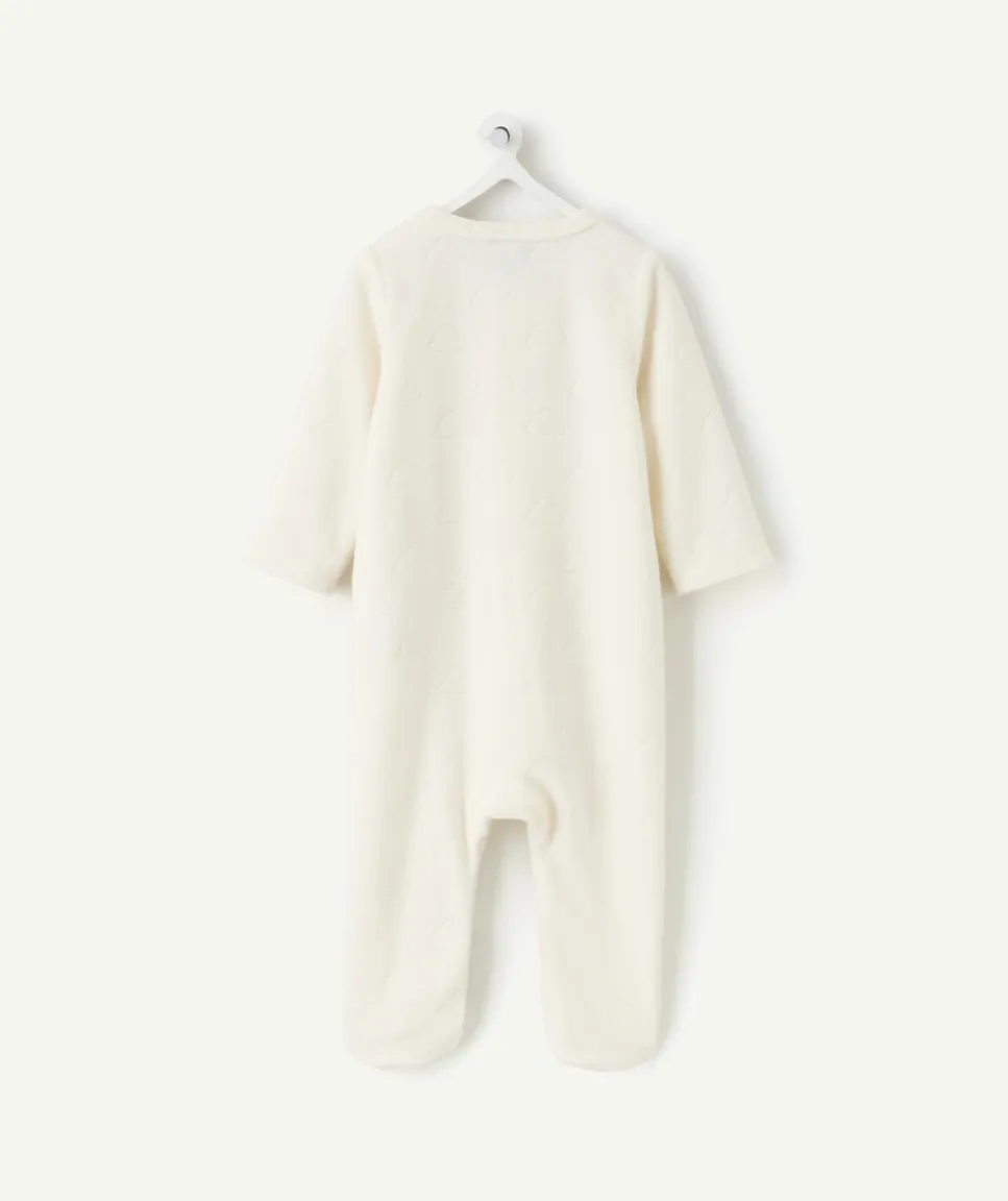 Pyjama chaud effet velours mixte naissance écru