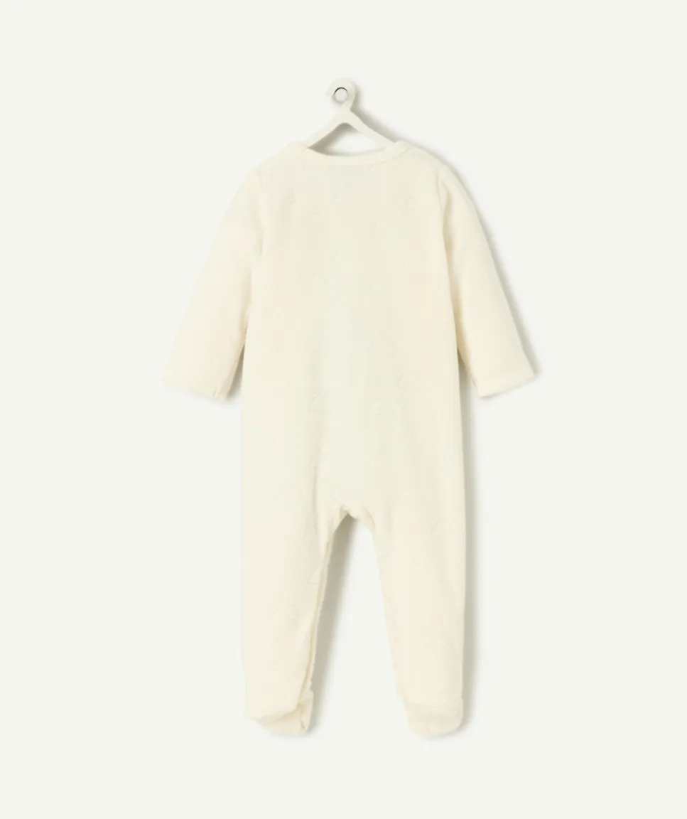 Pyjama chaud effet velours mixte naissance écru