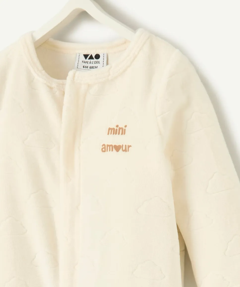 Pyjama chaud effet velours mixte naissance écru