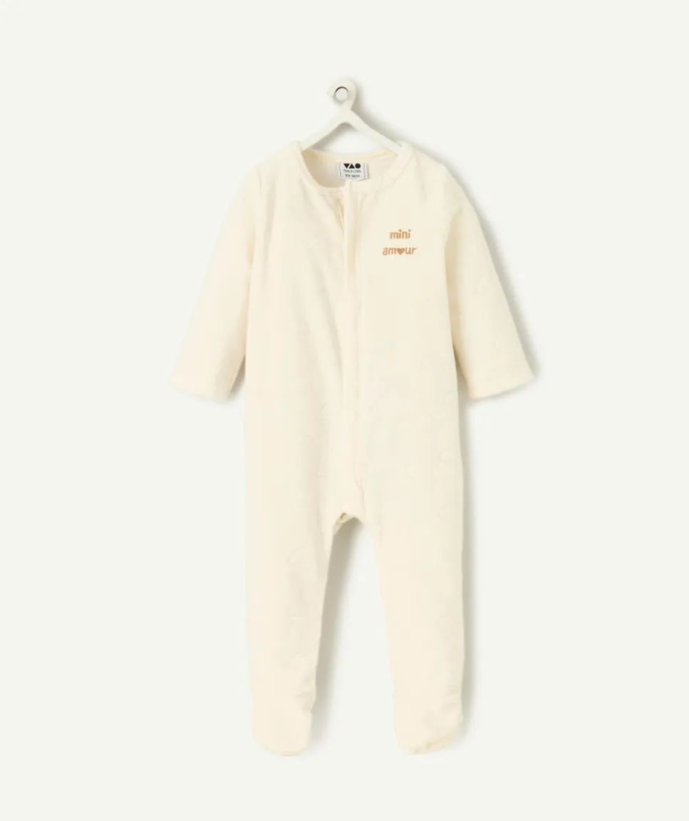Pyjama chaud effet velours mixte naissance écru