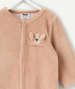 Pyjama chaud effet velours naissance garçon marron
