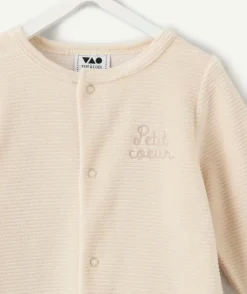 Pyjama chaud effet velours naissance mixte écru