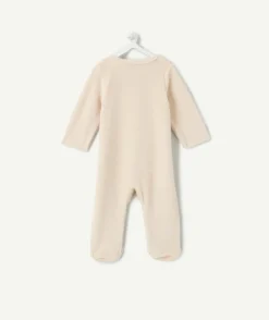 Pyjama chaud effet velours naissance mixte écru