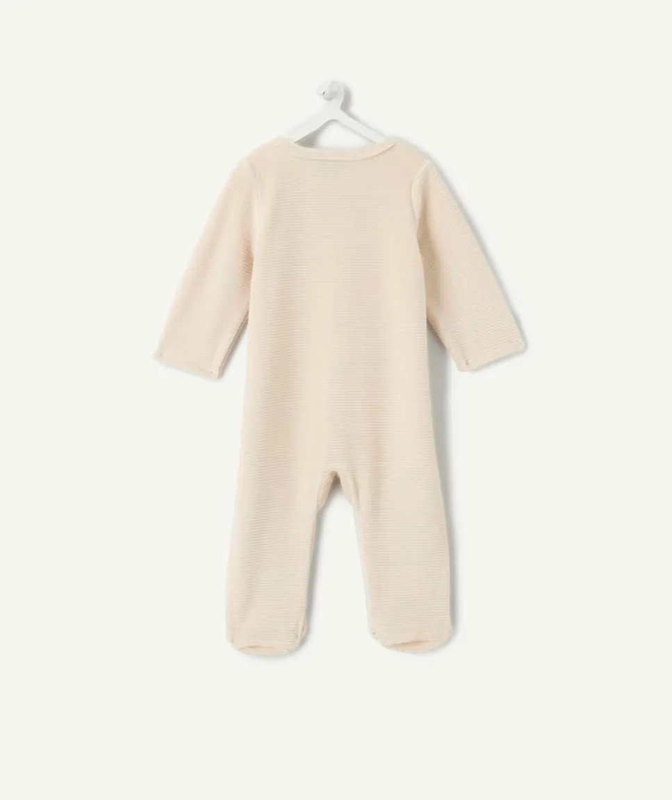 Pyjama chaud effet velours naissance mixte écru