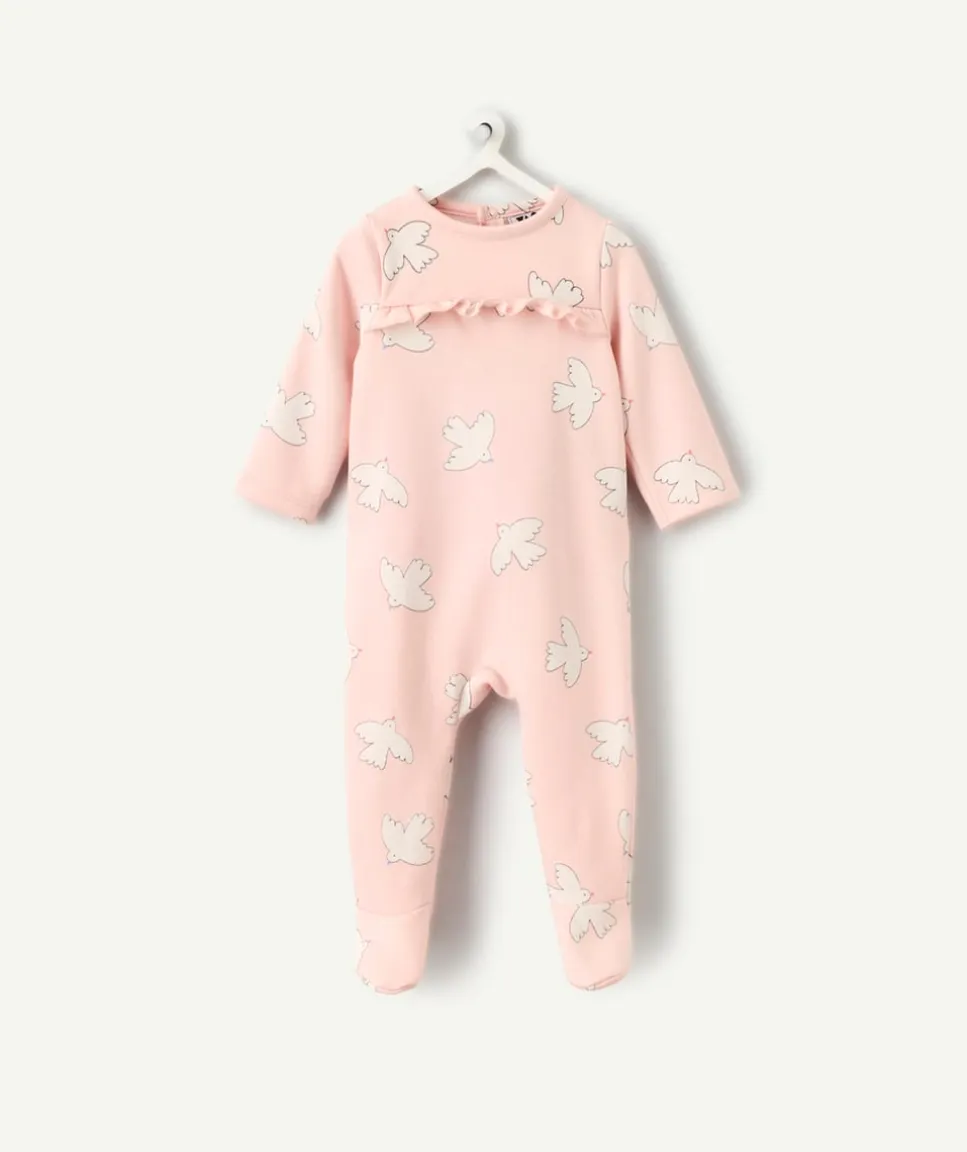 Pyjama chaud fille molleton rose imprimé volants