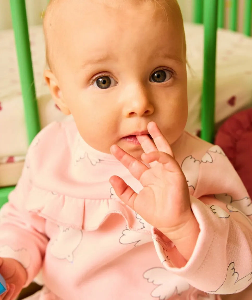 Pyjama chaud fille molleton rose imprimé volants