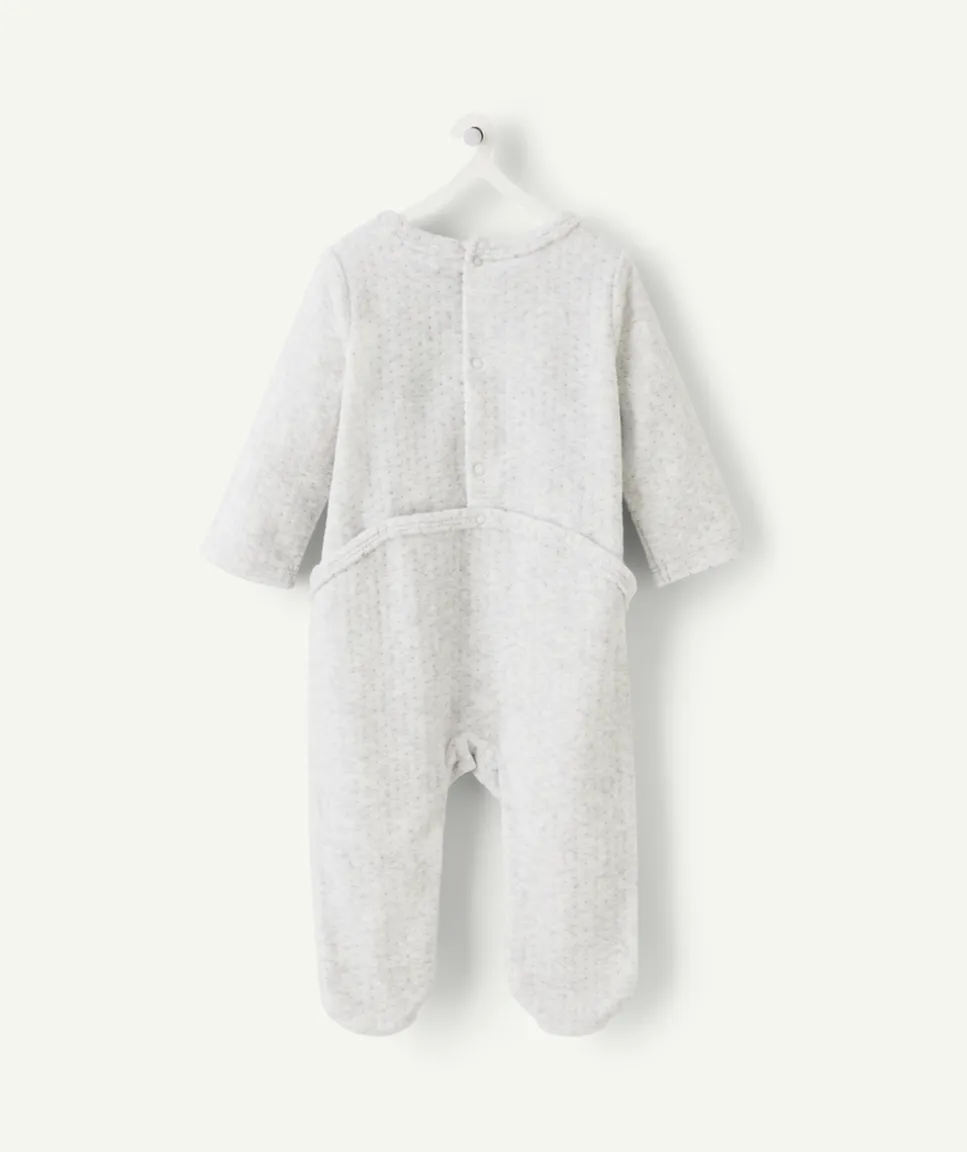 Pyjama chaud garçon velours gris imprimé
