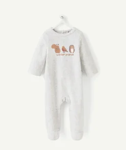Pyjama chaud garçon velours gris imprimé