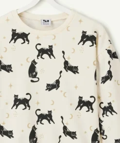 Pyjama chaud molletonné fille avec imprimé chat noir