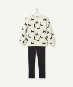 Pyjama chaud molletonné fille avec imprimé chat noir