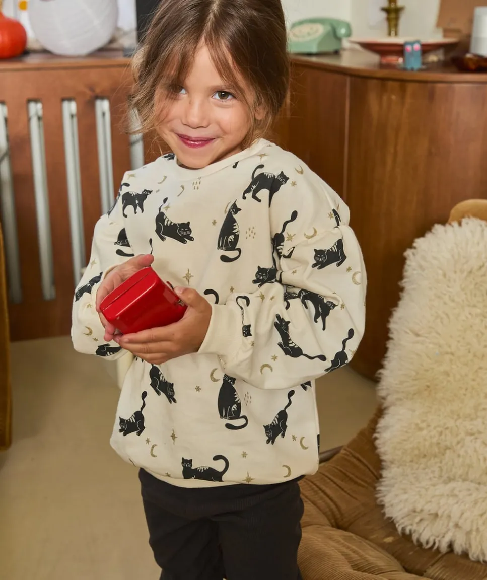 Pyjama chaud molletonné fille avec imprimé chat noir