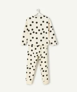 Pyjama chaud molletonné fille écru à pois