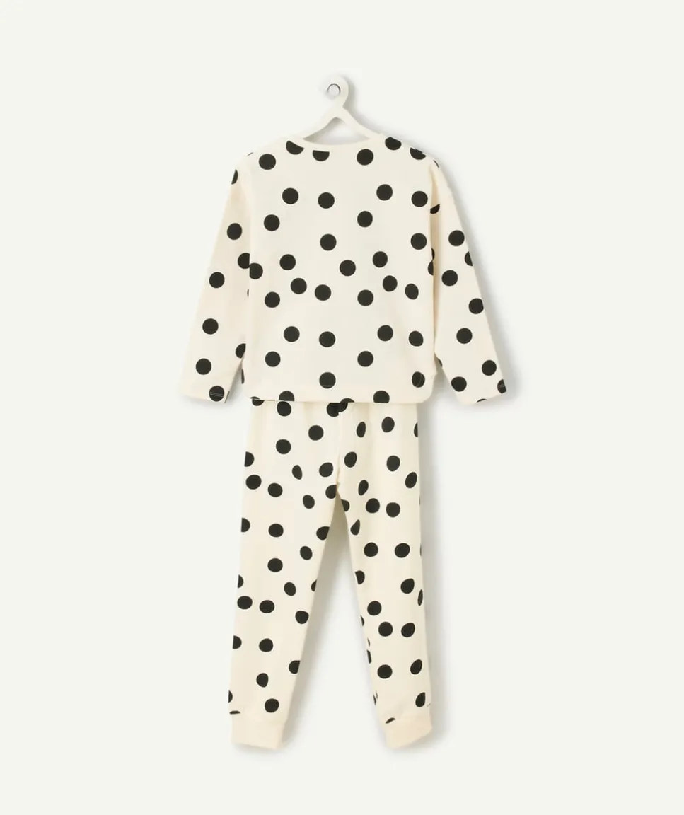 Pyjama chaud molletonné fille écru à pois