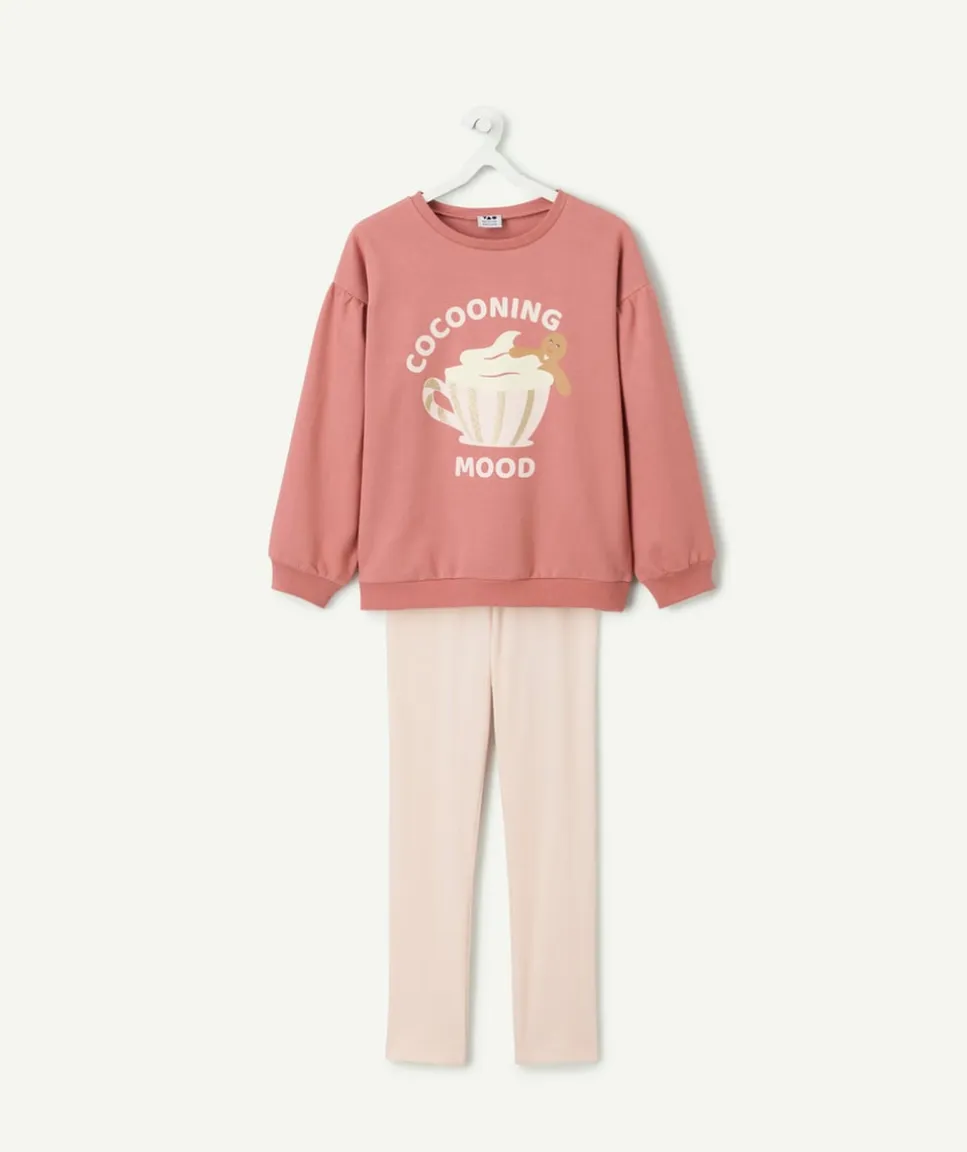 Pyjama chaud molletonné fille rose imprimé cocooning