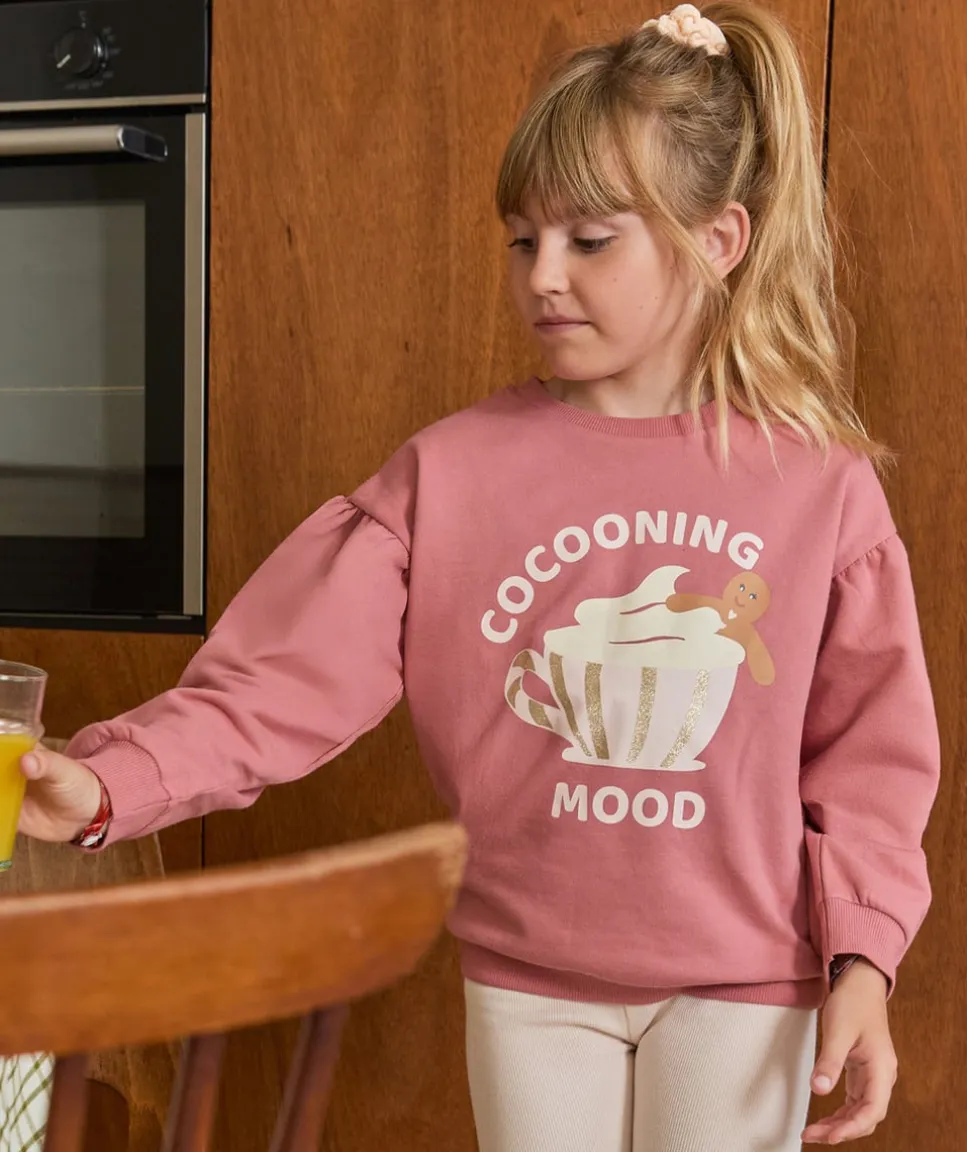 Pyjama chaud molletonné fille rose imprimé cocooning