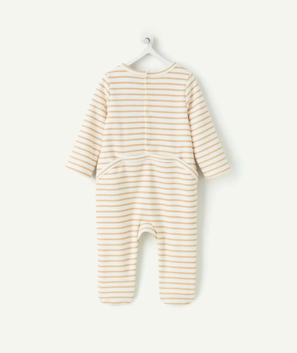 Pyjama chaud molletonné mixte rayé poche lapin
