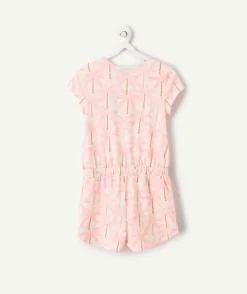 Pyjama combishort fille coton imprimé palmiers