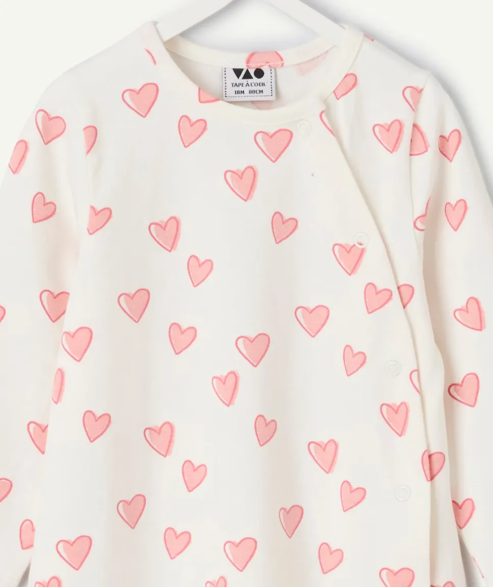 Pyjama coton bébé fille imprimé cœur